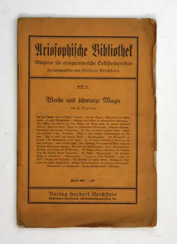 1926 Dietrich Weiße und schwarze Magie. Zauberei magic Ariosophie Ariosophisch