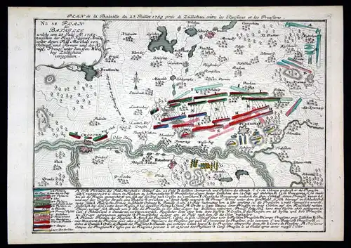 1759 Sulechow Swiebodzin map battle Karte Polska Kupferstich antique print
