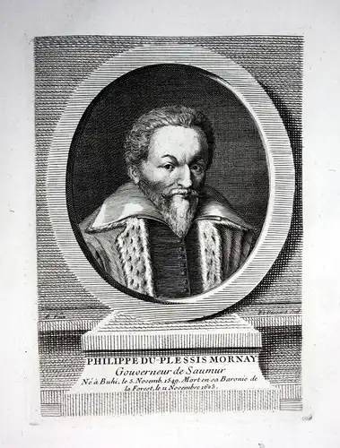 18. Jh Philippe Duplessis Mornay ecrivain gravure Kupferstich Portrait engraving