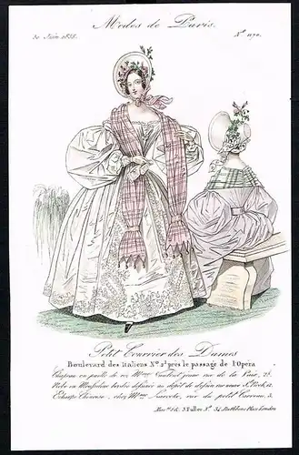 1835 Biedermeier Mode Kupferstich victorian fashion antique print Paris et 61757