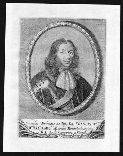 17. Jh Friedrich Wilhelm Markgraf Brandenburg Portrait Kupferstich antique print