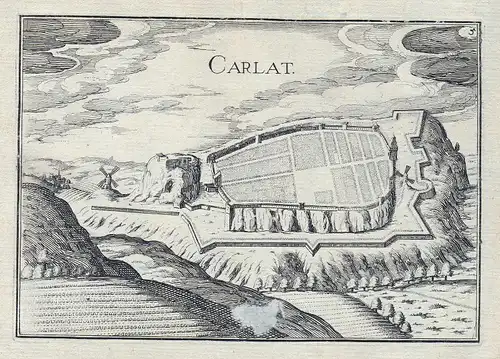 1630 Carlat Cantal France gravure estampe Kupferstich Tassin