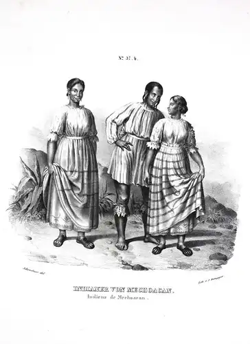 Indianer indians Michoacan Mexico Mexiko Mittelamerika Lithographie 1845