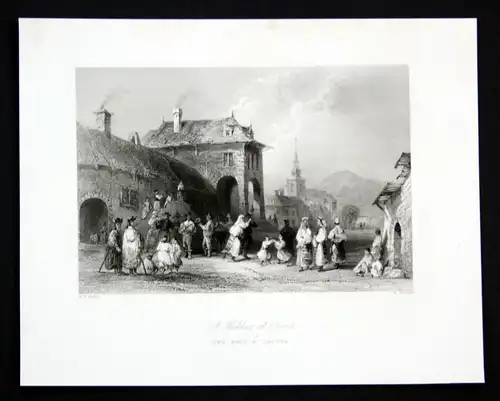 Ca 1850 Orsova Romania Rumänien wedding Ansicht Stahlstich antique print Mossman