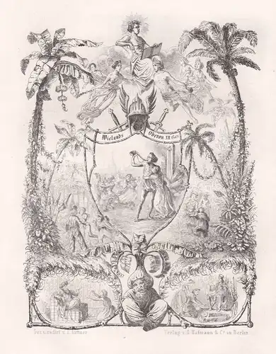 1848 Oberon Versepos Gedicht Radierung etching Dittner Christoph Martin Wieland