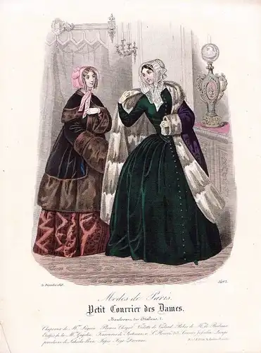 1848 Biedermeier Mode Kupferstich victorian fashion antique print etching  62274