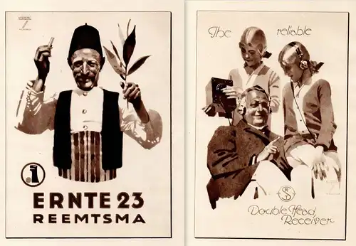 Ludwig Hohlwein Werbung  RTS Double Head Receiver Ernte 23 Zigaretten Tabak 1925