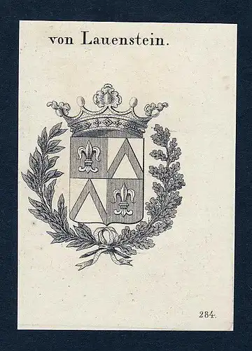 1820 Lauenstein Wappen Adel coat of arms heraldry Heraldik Kupferstich engraving
