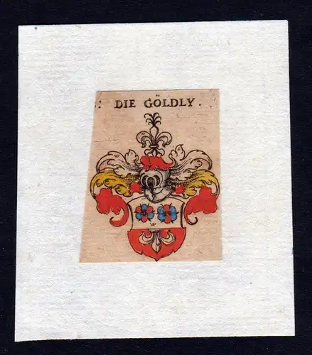 h Goldly Göldly Wappen coat of arms heraldry Heraldik Kupferstich