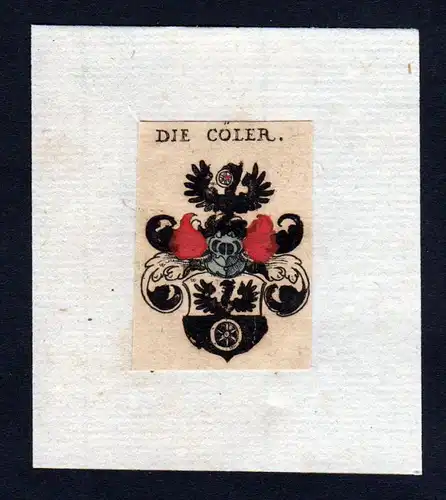 h. Köhler Köler Cöler Wappen coat of arms heraldry Heraldik Kupferstich