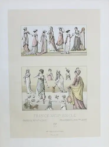France Frankreich XVIII siecle Trachten costumes Lithographie lithograph