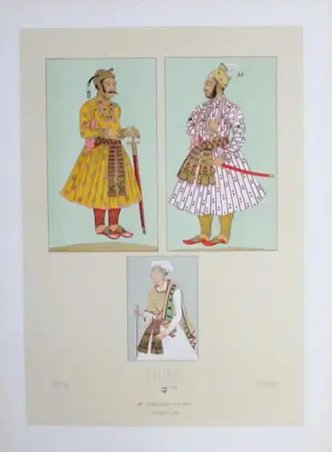 Tracht costumes Mogul Herrscher Indien India Lithographie lithograph