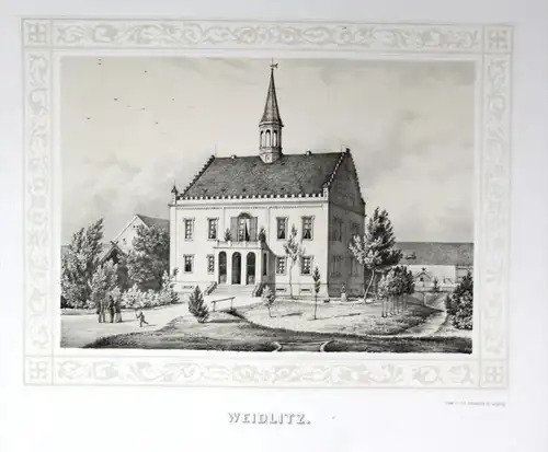 Weidlitz Neschwitz Oberlausitz LK Bautzen Poenicke Lithographie Litho