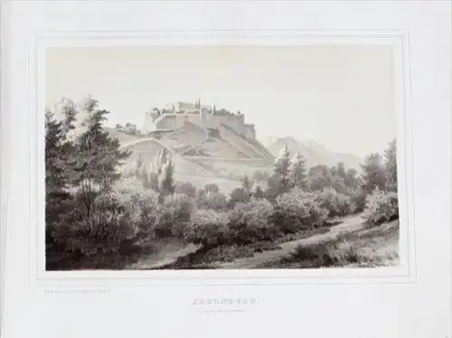 Burg Ebernburg Bad Münster Nahetal Lithographie engraving