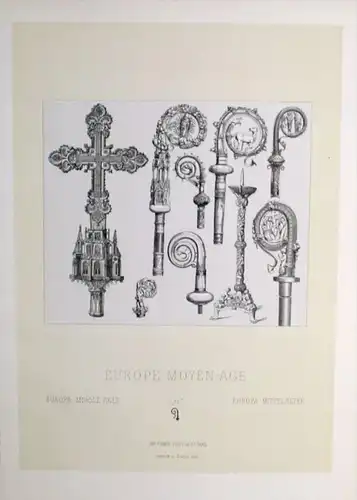 Europa Europe Religion Kreuz cross Zepter Lithographie lithograph