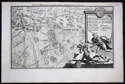 - Mons Maubeuge battle bataille gravure engraving Ratelband map carte