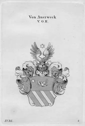 Auerweck Wappen Adel coat of arms heraldry Heraldik crest Kupferstich