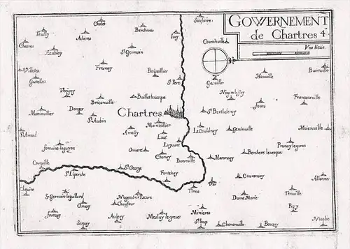 Chartres Eure-et-Loire Eure France carte gravure Kupferstich Tassin
