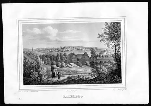 Radeberg Gesamtansicht view Bautzen Dresdner Heide Sachsen Lithographie