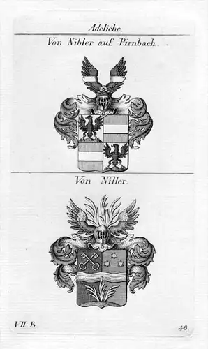 Nibler Pirnbach Niller Wappen coat of arms Heraldik heraldry Kupferstich