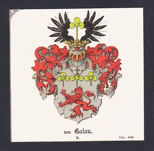 . von Galau Wappen Heraldik coat of arms heraldry Litho