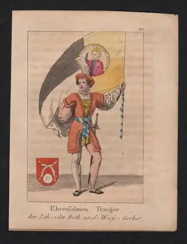 Gerber Häute Felle Fahnenträger Original Lithographie lithography