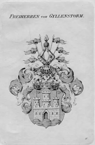 Gyllenstorm Wappen Adel coat of arms heraldry Heraldik crest Kupferstich