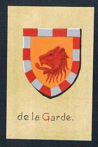 19. / 20. Jh. - de la Garde Blason Aquarelle coat of arms Wappen Heraldik
