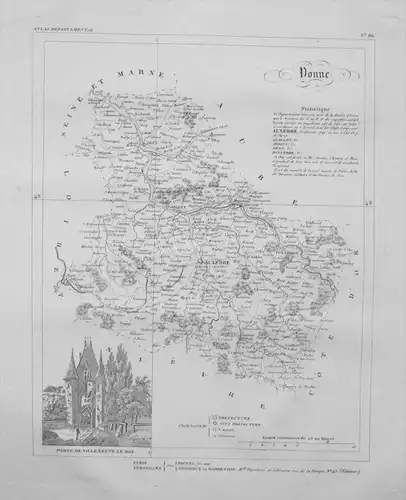 Departement Donne carte gravure Kupferstich Karte map France Frankreich