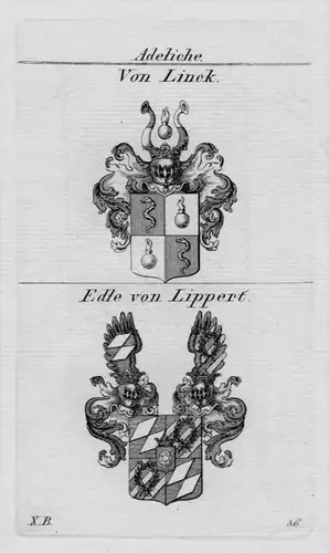 Linck Lippert Wappen Adel coat of arms heraldry Heraldik Kupferstich