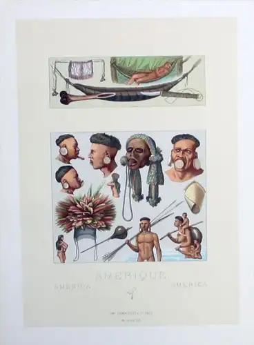 Amerika America Indians Schmuck Indianer costumes Lithographie lithograph