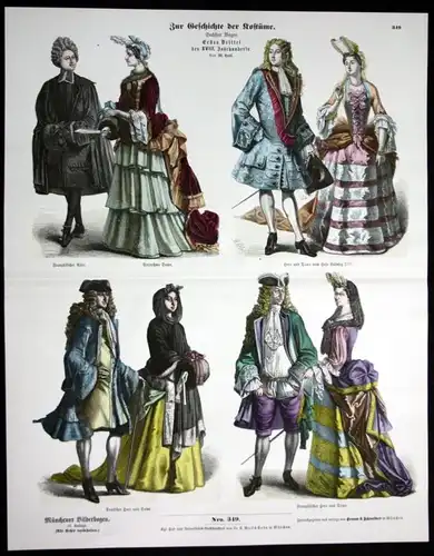 Frankreich France XVIII. Jh. Kostüme Tracht costume Münchener Bilderbogen