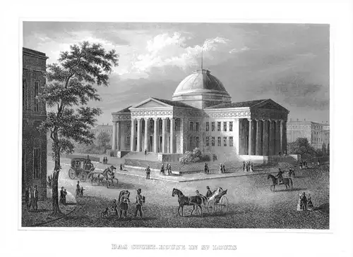 Court-House in  Missouri Amerika Original  engraving