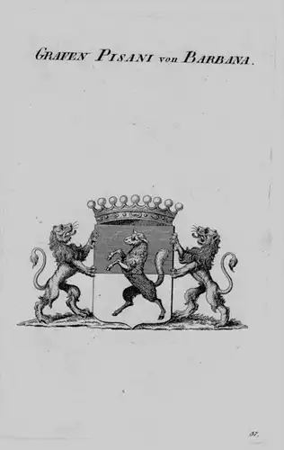 Pisani Barbana Wappen Adel coat of arms heraldry Heraldik crest Kupferstich
