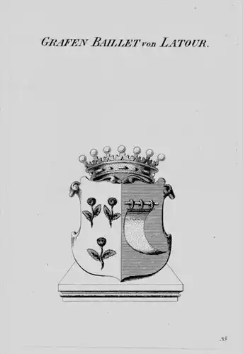 Baillet Latour Wappen Adel coat of arms heraldry Heraldik crest Kupferstich