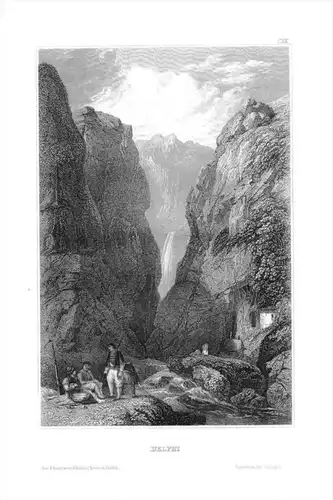 Delphi Heilige Quelle Kastalia Griechenland Greece  engraving