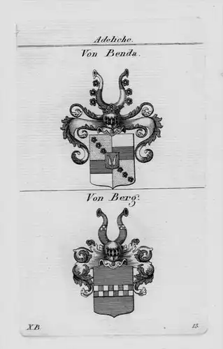 Benda Berg Wappen Adel coat of arms heraldry Heraldik crest Kupferstich
