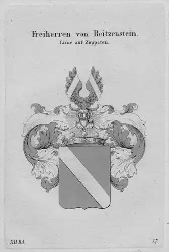 Reitzenstein Wappen coat of arms heraldry Heraldik Kupferstich