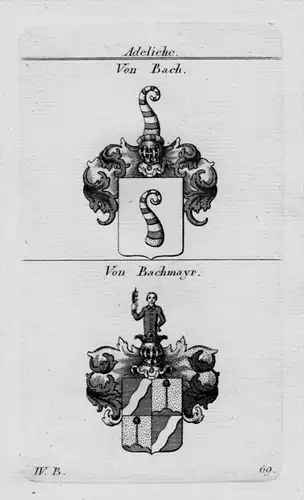 Bach Bachmayr Wappen Adel coat of arms heraldry Heraldik crest Kupferstich