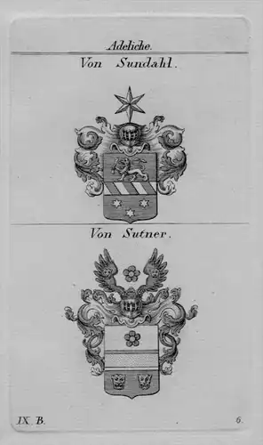 Sundahl Sutner Wappen coat of arm heraldry Heraldik crest Kupferstich
