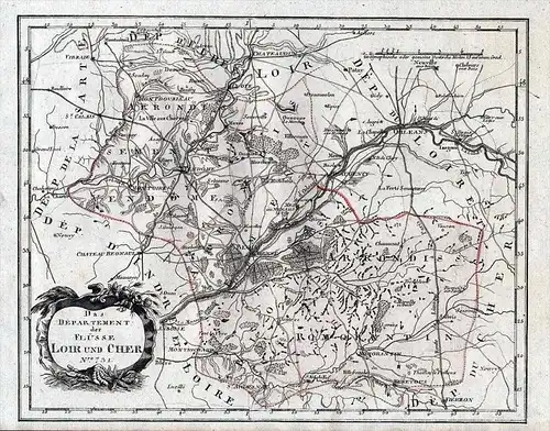 Das Department der Flüsse Loir und Chere. Nro. 731 Loir-et-Cher Blois Vendome Karte Reilly carte gravure map