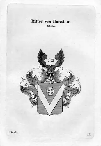 Horadam Adel Wappen coat of arms heraldry Heraldik Kupferstich
