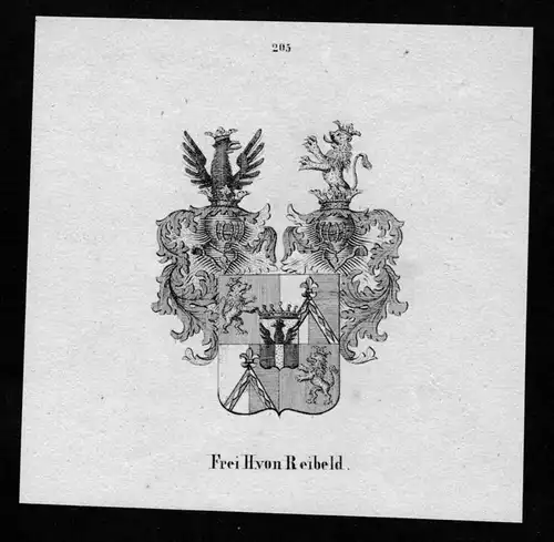 Reibeld Wappen Adel coat of arms heraldry Heraldik Lithographie