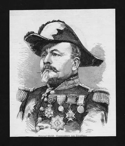 General Ulbrich Straßburg Frankreich wood engraving Holzstich Portrait