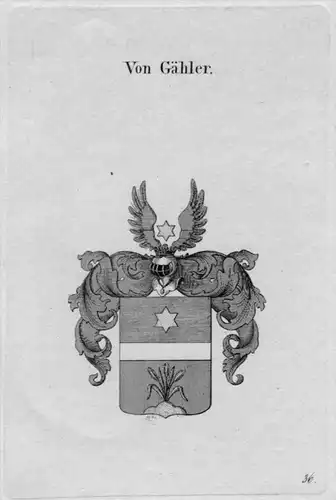 Gähler Wappen Adel coat of arms heraldry Heraldik crest Kupferstich