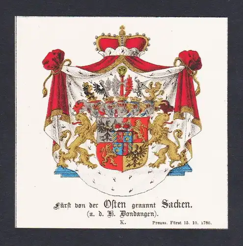 . Fürst Osten Sacken Dondangen Wappen Heraldik coat of arms heraldry Chromo