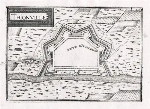 Thionville Moselle Lorraine France gravure Original Kupferstich Tassin