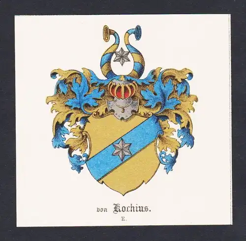 . von Kochius Wappen Heraldik coat of arms heraldry Litho