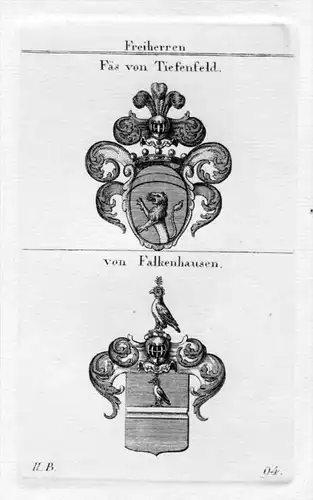 Fäs Tiefenfeld Falkenhausen Wappen Adel heraldry Heraldik Kupferstich