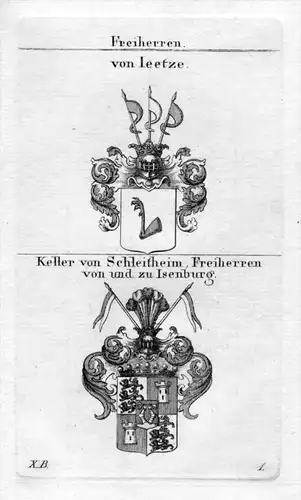 Ieetze Keller Schleitheim Wappen coat of arms heraldry Heraldik Kupferstich